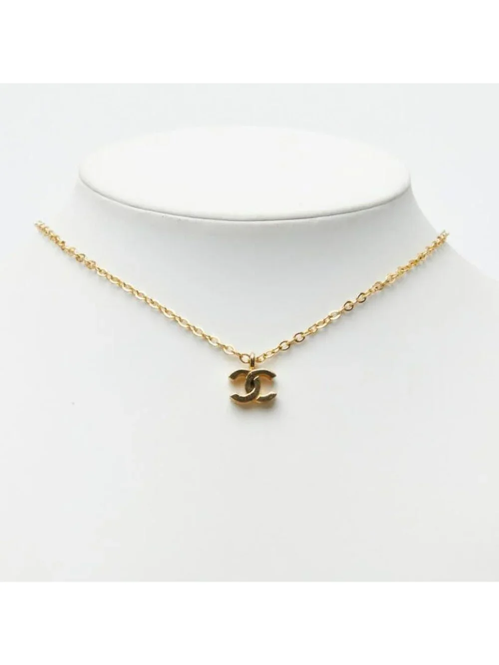 Chanel Vintage CC Logo Necklace Gold Plated
